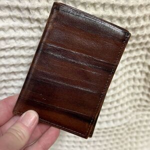Amity Cowhide Leather Trifold Wallet Brown Vintage Men's Billfold